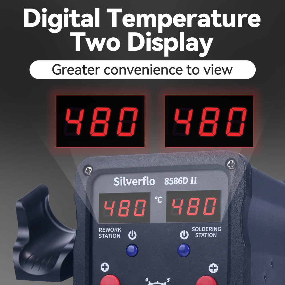 Silverflo 8586D Soldering Stat - Smd Rework Station Hot Air Soldering 2 In 1 评论和价格