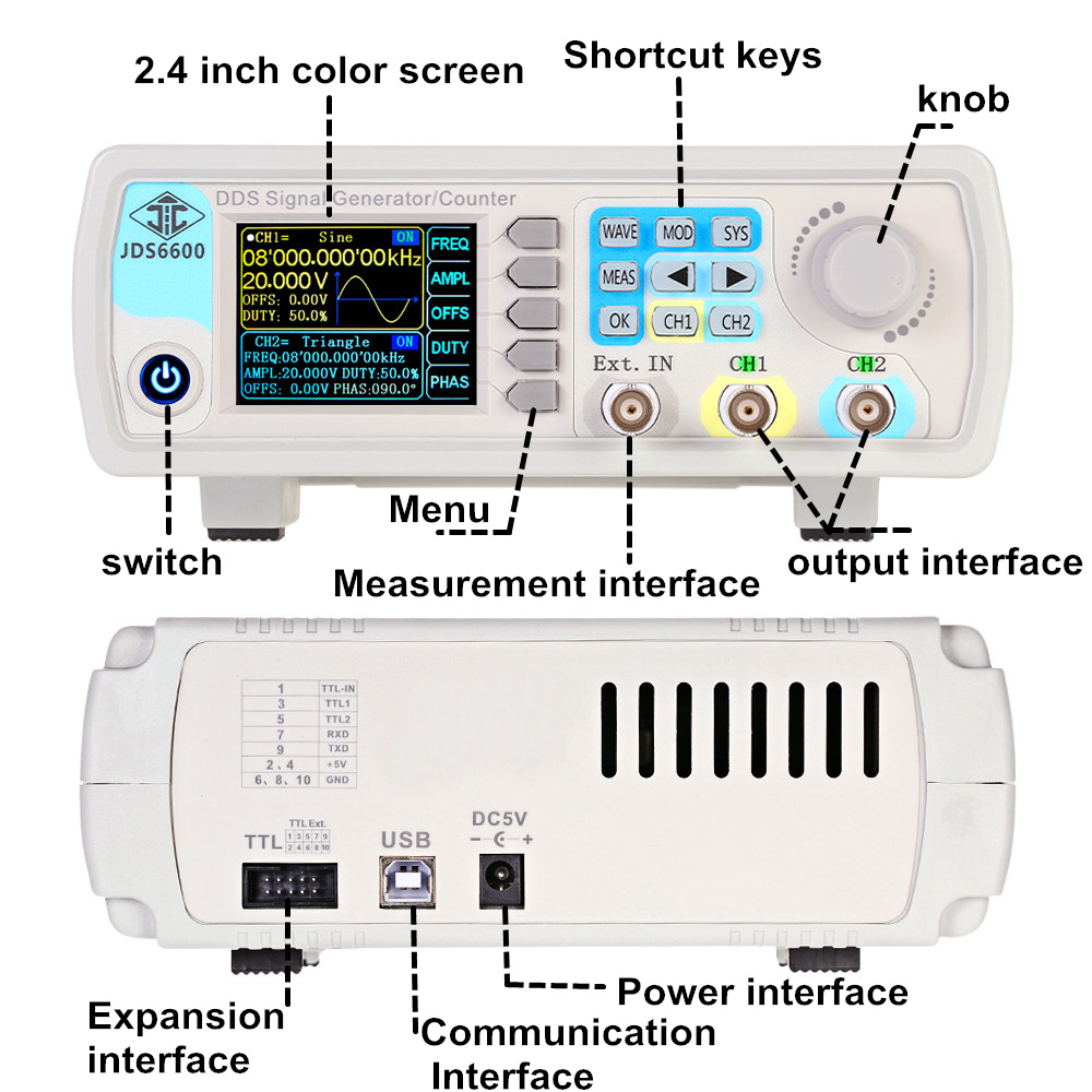 JDS6600 15/30/40/50/60MHz DDS  - Dual Channel Arbitrary Waveform Function Generator 60Mhz 评论和价格