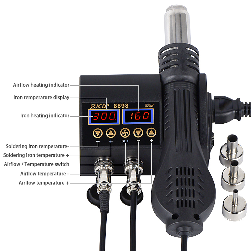 2 in 1 750W Hot Air Gun LCD Di - Smd Rework Station Hot Air Soldering 2 In 1 评论和价格
