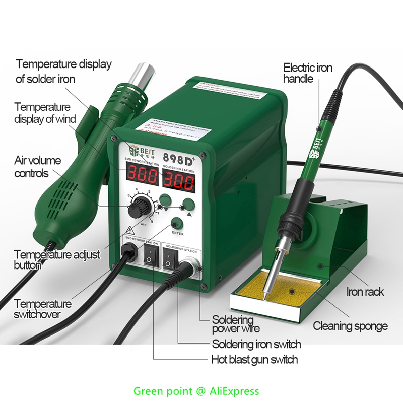 BST-898D+ LED Display 2 in 1 I - Smd Rework Station Hot Air Soldering 2 In 1 评论和价格