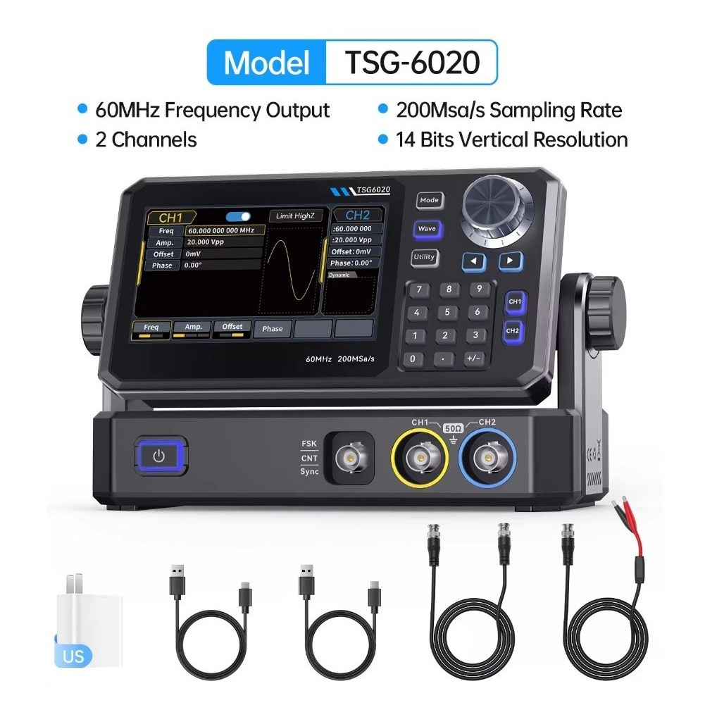 TSG6020 60MHz Dual Channel Fun - Dual Channel Arbitrary Waveform Function Generator 60Mhz 评论和价格
