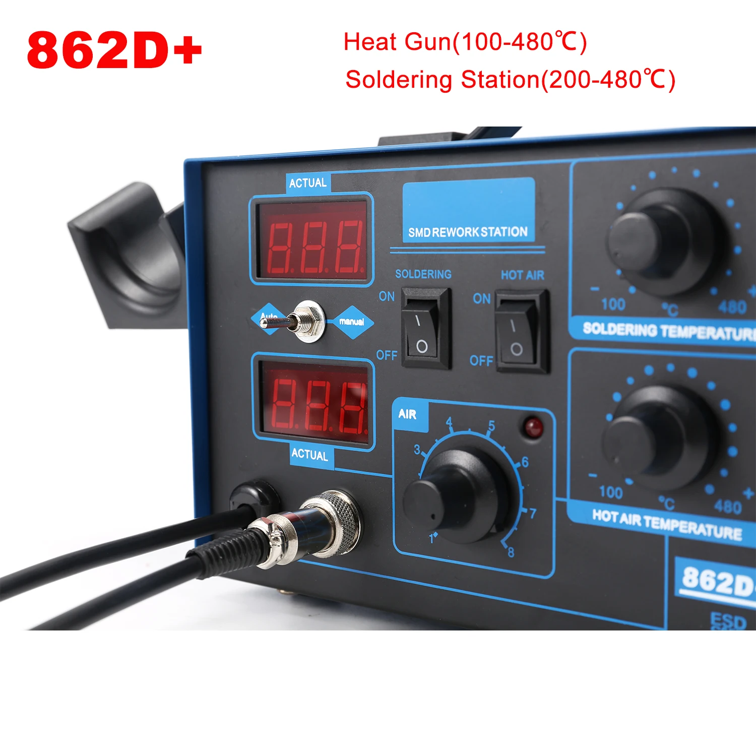 862D+ Soldering Station 2 In 1 - Smd Rework Station Hot Air Soldering 2 In 1 评论和价格